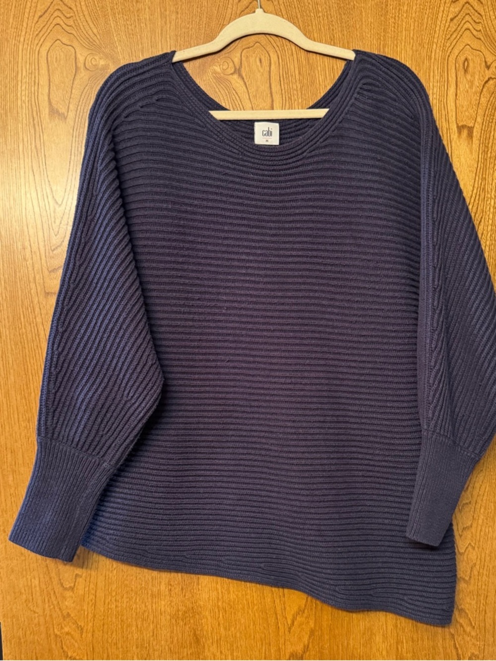 CAbi Navy Ribbed Crewneck Sweater